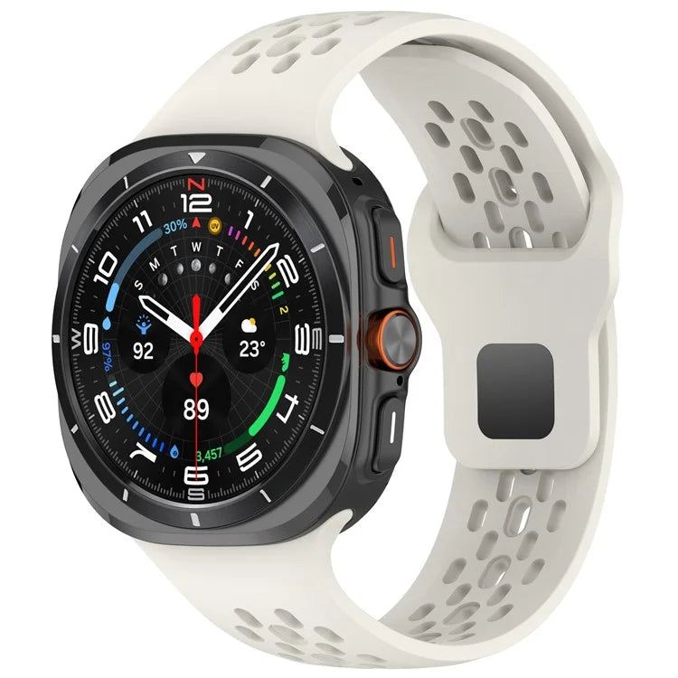 For Samsung Galaxy Watch Ultra 47mm Fluororubber Watch Band Multiple Holes Breathable Strap
