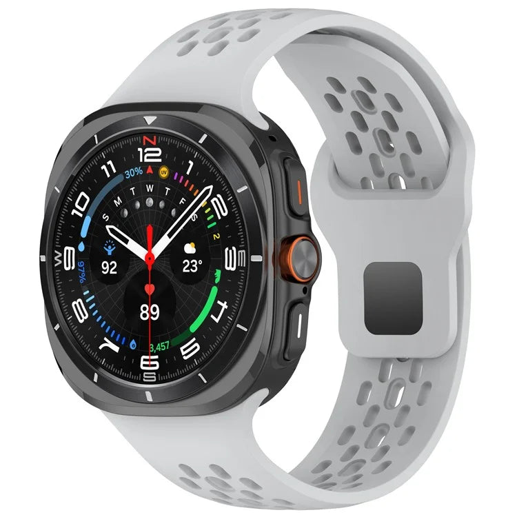 For Samsung Galaxy Watch Ultra 47mm Fluororubber Watch Band Multiple Holes Breathable Strap