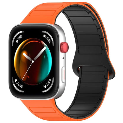 For Huawei Watch Fit 3 Dual Color Replacement Band Magnetic Silicone Watch Strap