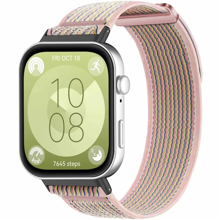 For Huawei Watch Fit 3 Nylon Watch Band Adjustable Loop Fastener Strap