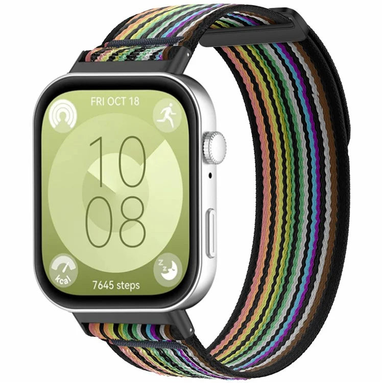 For Huawei Watch Fit 3 Nylon Watch Band Adjustable Loop Fastener Strap