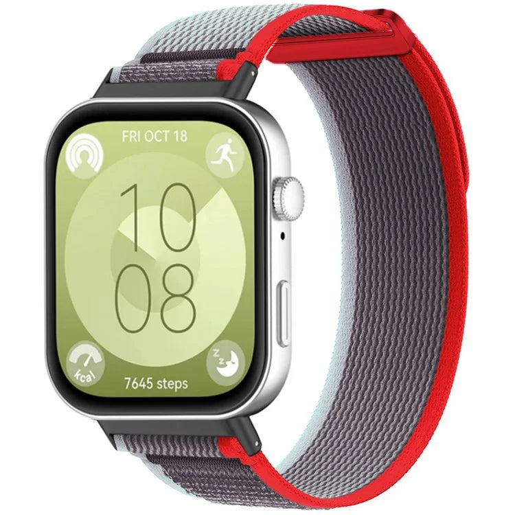 For Huawei Watch Fit 3 Nylon Watch Band Adjustable Loop Fastener Strap