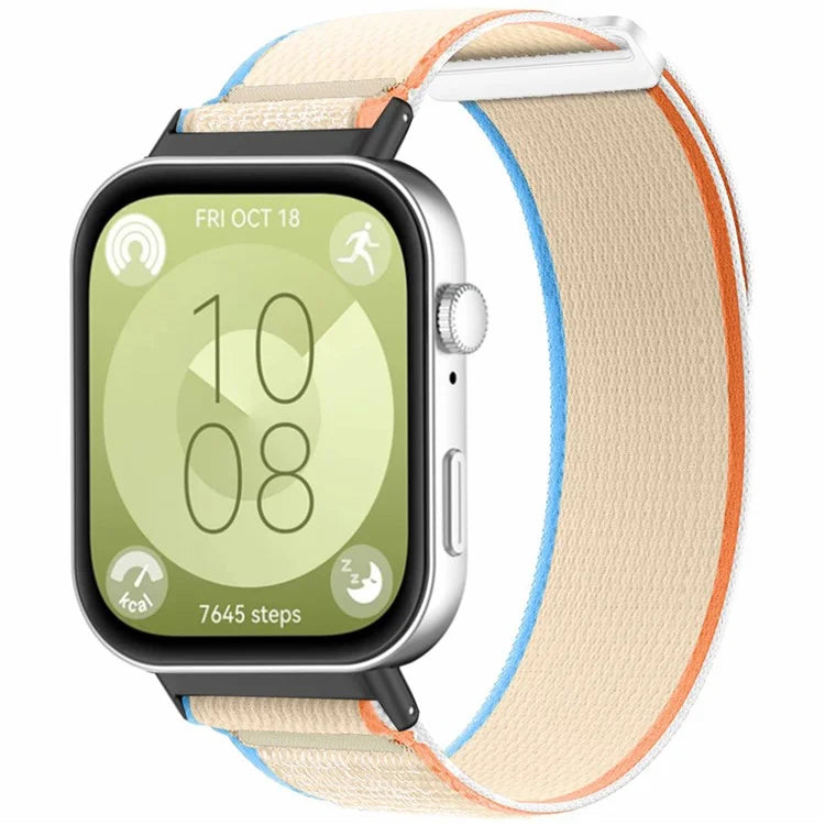For Huawei Watch Fit 3 Nylon Watch Band Adjustable Loop Fastener Strap