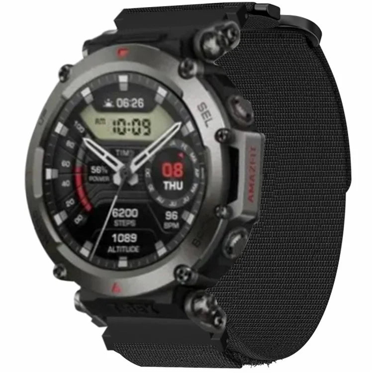For Huami Amazfit T-Rex Ultra Outdoor Sports Nylon Wrist Band Magic Tape Design Watch Strap
