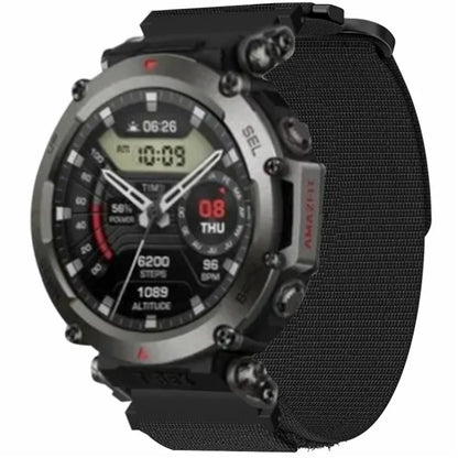 For Huami Amazfit T-Rex Ultra Outdoor Sports Nylon Wrist Band Magic Tape Design Watch Strap