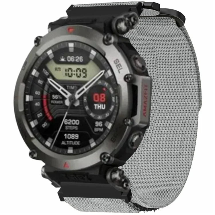 For Huami Amazfit T-Rex Ultra Outdoor Sports Nylon Wrist Band Magic Tape Design Watch Strap