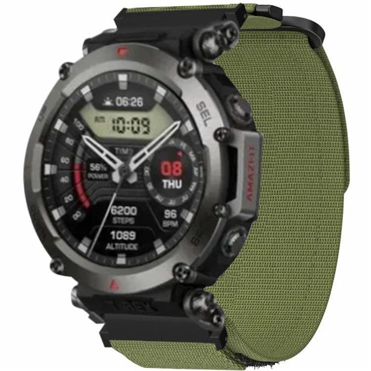 For Huami Amazfit T-Rex Ultra Outdoor Sports Nylon Wrist Band Magic Tape Design Watch Strap