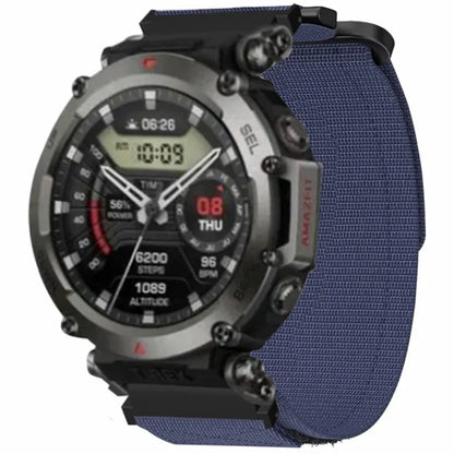 For Huami Amazfit T-Rex Ultra Outdoor Sports Nylon Wrist Band Magic Tape Design Watch Strap