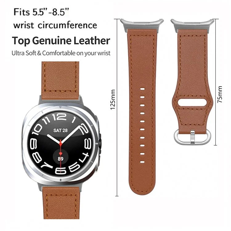 KALEBOL For Samsung Galaxy Watch Ultra 47mm Watch Strap Genuine Cow Leather Wrist Band