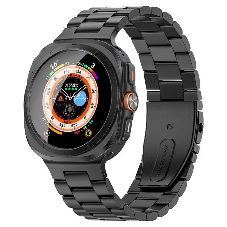 KALEBOL For Samsung Galaxy Watch Ultra 47mm Metal Watch Band Three-Beads Steel Wrist Strap