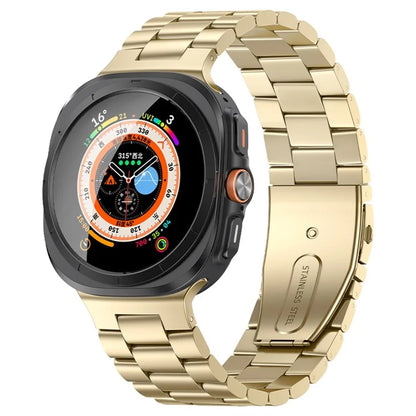 KALEBOL For Samsung Galaxy Watch Ultra 47mm Metal Watch Band Three-Beads Steel Wrist Strap