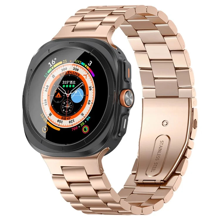 KALEBOL For Samsung Galaxy Watch Ultra 47mm Metal Watch Band Three-Beads Steel Wrist Strap