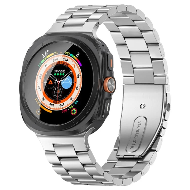 KALEBOL For Samsung Galaxy Watch Ultra 47mm Metal Watch Band Three-Beads Steel Wrist Strap
