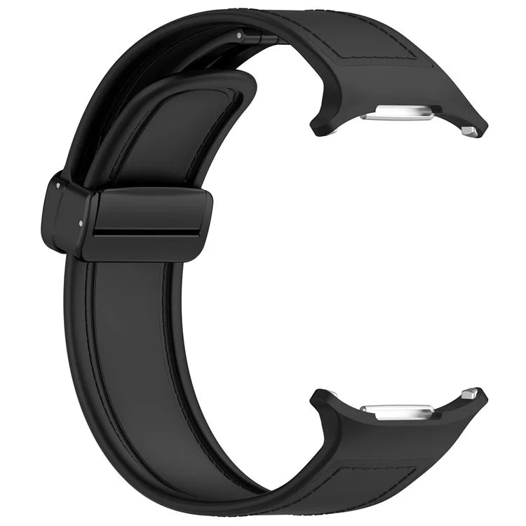 KALEBOL For Samsung Galaxy Watch Ultra 47mm Watch Strap Leather Coated Silicone Band with Magnetic Buckle