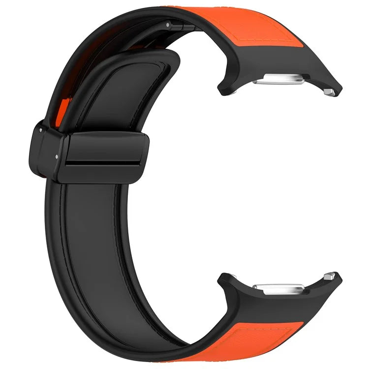 KALEBOL For Samsung Galaxy Watch Ultra 47mm Watch Strap Leather Coated Silicone Band with Magnetic Buckle