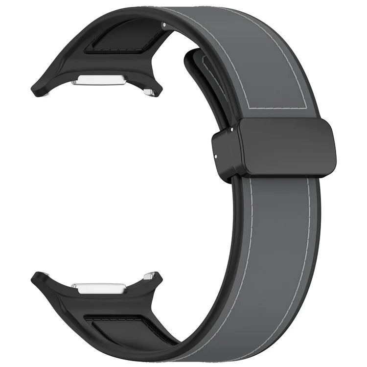 KALEBOL For Samsung Galaxy Watch Ultra 47mm Watch Strap Leather Coated Silicone Band with Magnetic Buckle