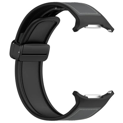 KALEBOL For Samsung Galaxy Watch Ultra 47mm Watch Strap Leather Coated Silicone Band with Magnetic Buckle
