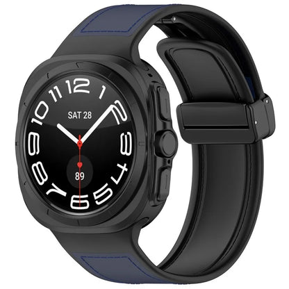 KALEBOL For Samsung Galaxy Watch Ultra 47mm Watch Strap Leather Coated Silicone Band with Magnetic Buckle