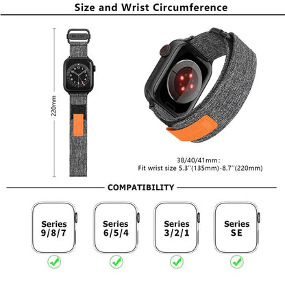 KALEBOL For Apple Watch Series 10 42mm / 9 8 7 41mm / SE (2023) SE (2022) SE 6 5 4 40mm / 3 2 1 38mm Nylon Watch Band Magic Tape Strap