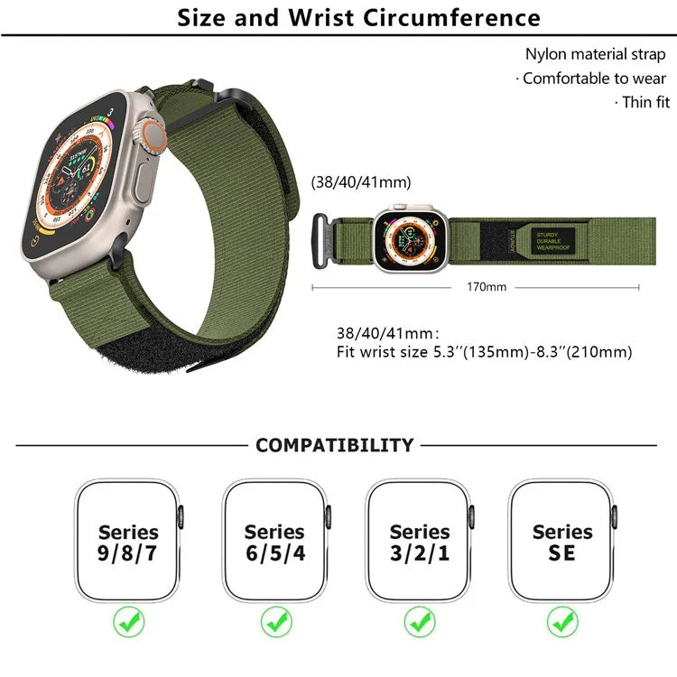 KALEBOL For Apple Watch Series 10 42mm / 9 8 7 41mm / SE (2023) SE (2022) SE 6 5 4 40mm / 3 2 1 38mm Nylon Strap