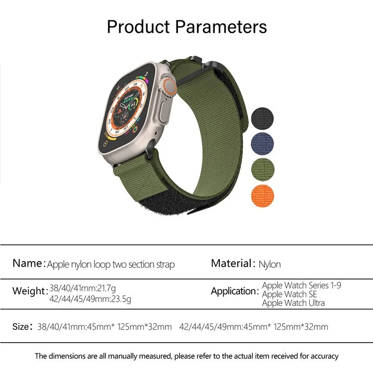 KALEBOL For Apple Watch Series 10 42mm / 9 8 7 41mm / SE (2023) SE (2022) SE 6 5 4 40mm / 3 2 1 38mm Nylon Strap