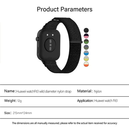KALEBOL For Huawei Watch Fit 3 Watch Strap Breathable Nylon Sport Strap