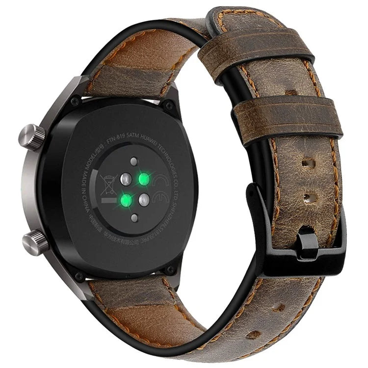 KALEBOL For Huawei Watch 4 Pro / Watch 4 / Watch GT 4 46mm Crackle Genuine Cow Leather Wrist Strap 22mm