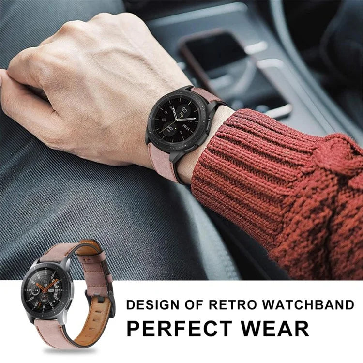 KALEBOL For Huawei Watch 4 Pro / Watch 4 / Watch GT 4 46mm Crackle Genuine Cow Leather Wrist Strap 22mm