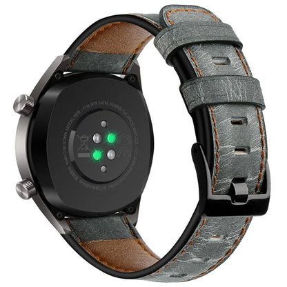 KALEBOL For Huawei Watch 4 Pro / Watch 4 / Watch GT 4 46mm Crackle Genuine Cow Leather Wrist Strap 22mm
