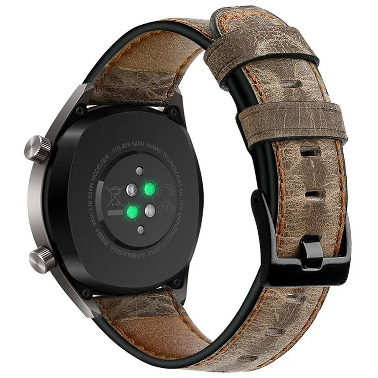 KALEBOL For Huawei Watch 4 Pro / Watch 4 / Watch GT 4 46mm Crackle Genuine Cow Leather Wrist Strap 22mm