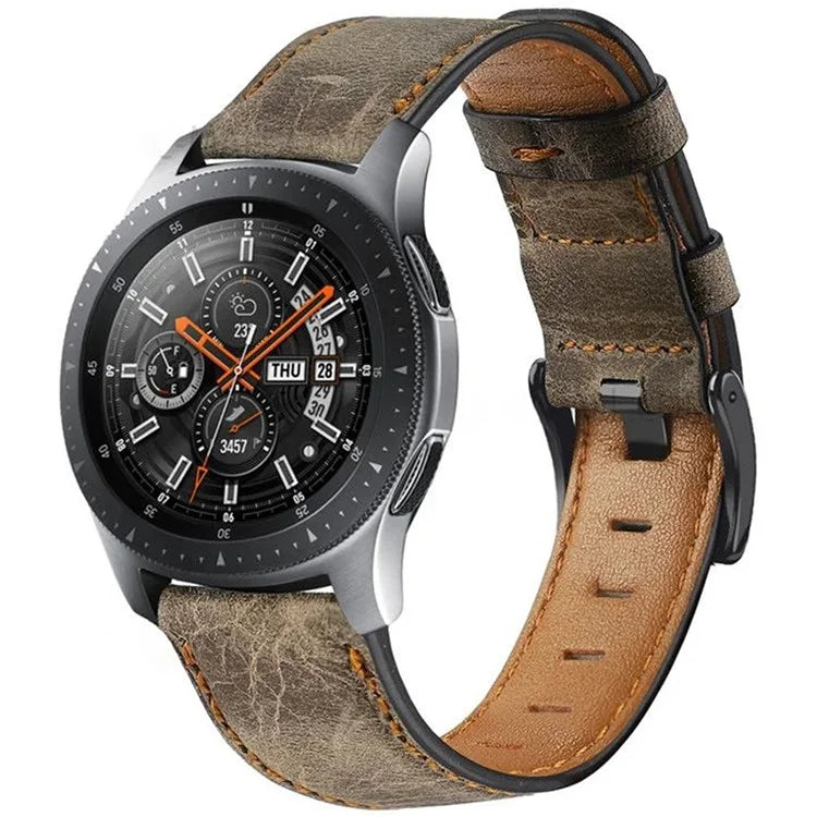 KALEBOL For Huawei Watch 4 Pro / Watch 4 / Watch GT 4 46mm Crackle Genuine Cow Leather Wrist Strap 22mm