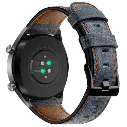 KALEBOL For Huawei Watch 4 Pro / Watch 4 / Watch GT 4 46mm Crackle Genuine Cow Leather Wrist Strap 22mm