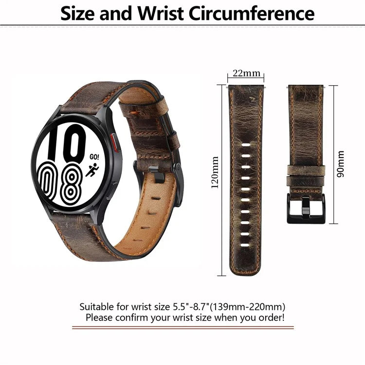 KALEBOL For Huawei Watch 4 Pro / Watch 4 / Watch GT 4 46mm Crackle Genuine Cow Leather Wrist Strap 22mm