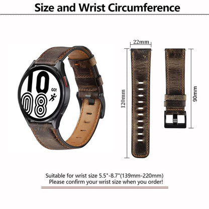 KALEBOL For Huawei Watch 4 Pro / Watch 4 / Watch GT 4 46mm Crackle Genuine Cow Leather Wrist Strap 22mm