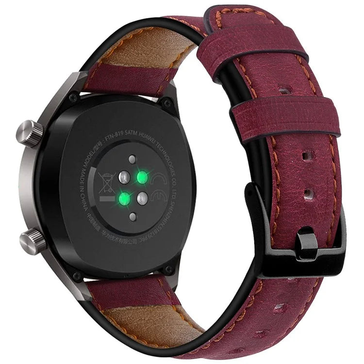 KALEBOL For Huawei Watch 4 Pro / Watch 4 / Watch GT 4 46mm Crackle Genuine Cow Leather Wrist Strap 22mm