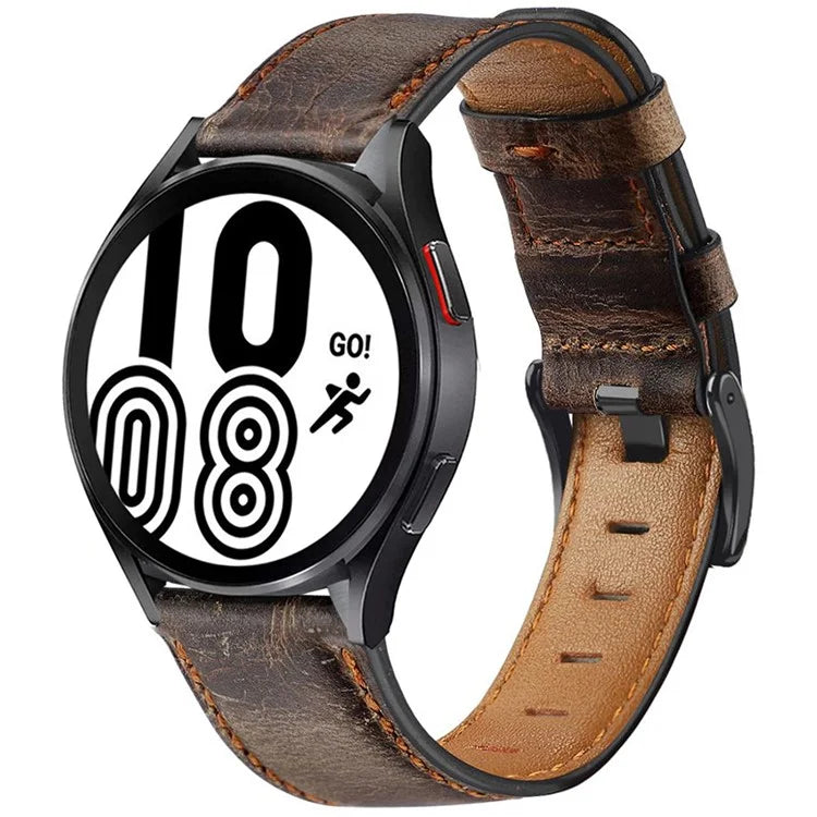 KALEBOL For Huawei Watch GT 3 42mm / GT 3 Pro 43mm Crackle Genuine Cow Leather Wrist Strap 20mm