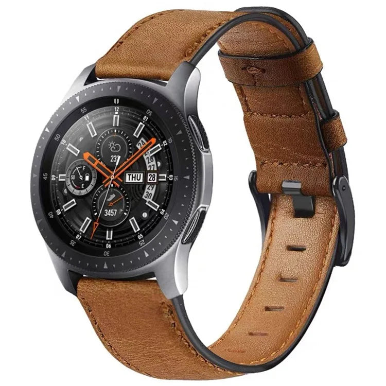 KALEBOL For Huawei Watch GT 3 42mm / GT 3 Pro 43mm Crackle Genuine Cow Leather Wrist Strap 20mm