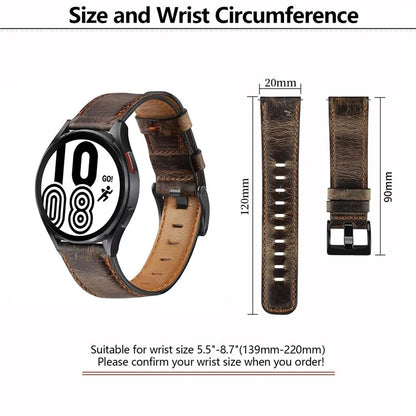 KALEBOL For Huawei Watch GT 3 42mm / GT 3 Pro 43mm Crackle Genuine Cow Leather Wrist Strap 20mm
