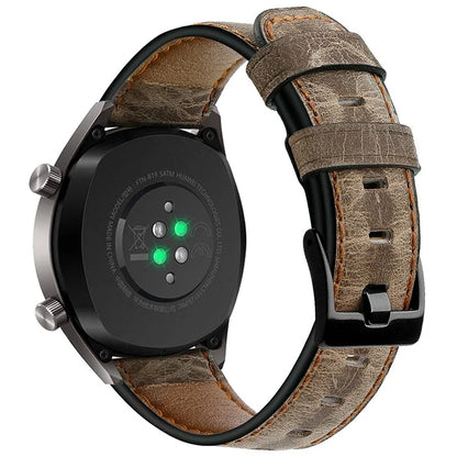 KALEBOL For Huawei Watch GT 3 42mm / GT 3 Pro 43mm Crackle Genuine Cow Leather Wrist Strap 20mm