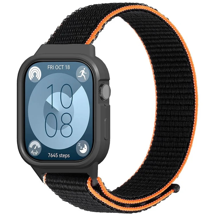 Integrated Watch Strap for Huawei Watch Fit 3 Woven Nylon Watchband with TPU Watch Case