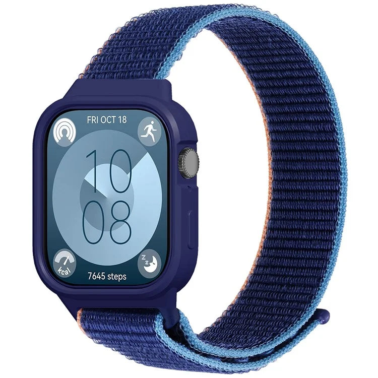 Integrated Watch Strap for Huawei Watch Fit 3 Woven Nylon Watchband with TPU Watch Case