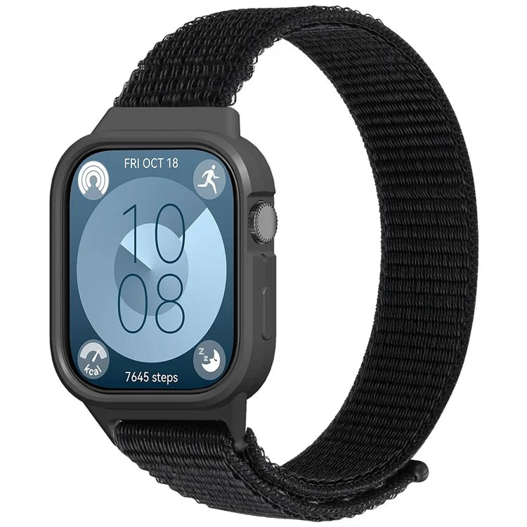 Integrated Watch Strap for Huawei Watch Fit 3 Woven Nylon Watchband with TPU Watch Case