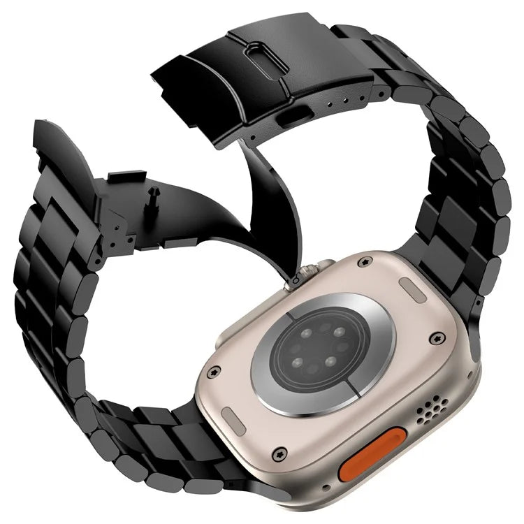 For Apple Watch 10 46mm / Ultra 2 / Ultra 49mm / 9 8 7 45mm / SE (2023) SE (2022) SE 6 5 4 44mm / 3 2 1 42mm 3-Bead Titanium Alloy Watch Strap