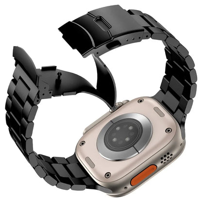 For Apple Watch 10 46mm / Ultra 2 / Ultra 49mm / 9 8 7 45mm / SE (2023) SE (2022) SE 6 5 4 44mm / 3 2 1 42mm 3-Bead Titanium Alloy Watch Strap