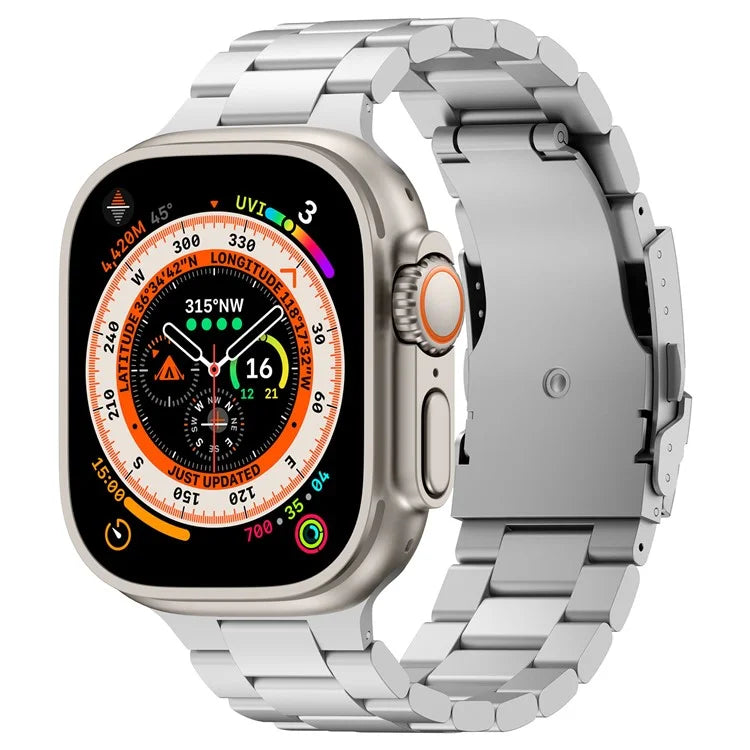 For Apple Watch 10 46mm / Ultra 2 / Ultra 49mm / 9 8 7 45mm / SE (2023) SE (2022) SE 6 5 4 44mm / 3 2 1 42mm 3-Bead Titanium Alloy Watch Strap