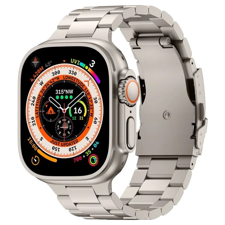 For Apple Watch Series 10 42mm / 9 8 7 41mm / SE (2023) SE (2022) SE 6 5 4 40mm / 3 2 1 38mm 3-Bead Titanium Alloy Watch Strap Replacement Band