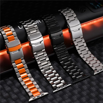 For Apple Watch Series 10 42mm / 9 8 7 41mm / SE (2023) SE (2022) SE 6 5 4 40mm / 3 2 1 38mm 3-Bead Titanium Alloy Watch Strap Replacement Band