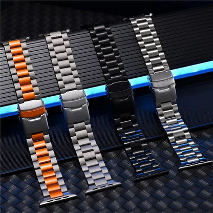 For Apple Watch Series 10 42mm / 9 8 7 41mm / SE (2023) SE (2022) SE 6 5 4 40mm / 3 2 1 38mm 3-Bead Titanium Alloy Watch Strap Replacement Band