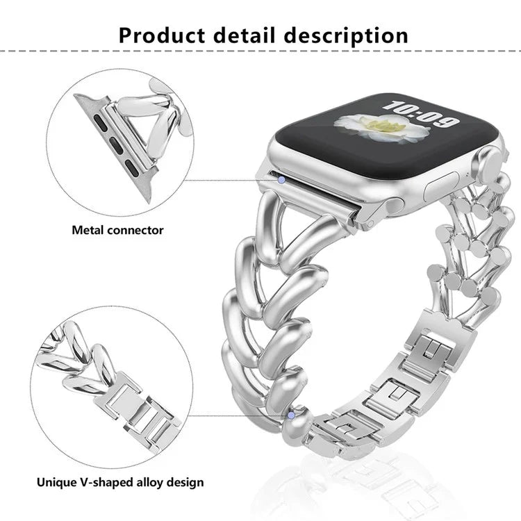 KALEBOL For Apple Watch 10 46mm / Ultra 2 / Ultra 49mm / 9 8 7 45mm / SE (2023) SE (2022) SE 6 5 4 44mm / 3 2 1 42mm Zinc Alloy Band V-Shape