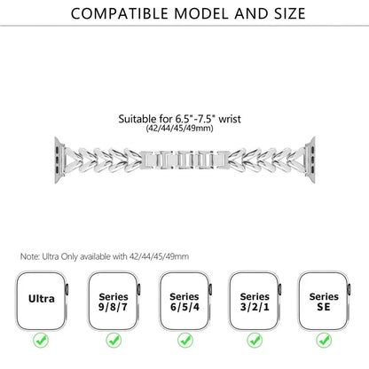 KALEBOL For Apple Watch 10 46mm / Ultra 2 / Ultra 49mm / 9 8 7 45mm / SE (2023) SE (2022) SE 6 5 4 44mm / 3 2 1 42mm Zinc Alloy Band V-Shape